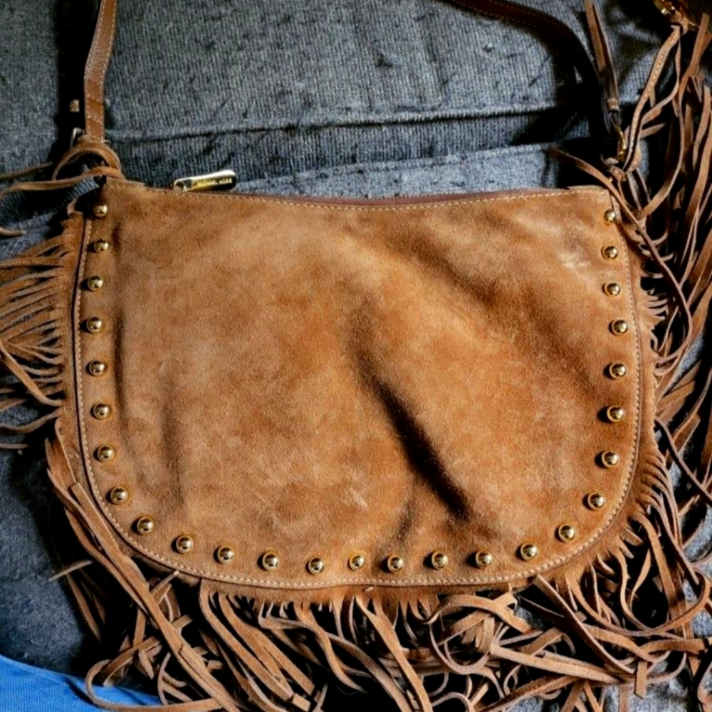 Brown Suede Fringe Shoulder Bag